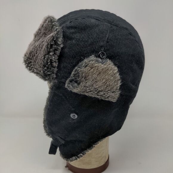 KBEthos Men's Trapper Hat Black One Size Vegan Fur Trim Ear Flaps - Picture 5 of 9